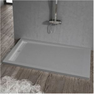 Stano Receveur de douche 90 x 150 cm extra plat ELITE en résine surface ardoisée béton - Gris