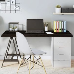 VidaXL Dessus de bureau gris foncé 140x50x6 cm bois chêne traité Dark grey