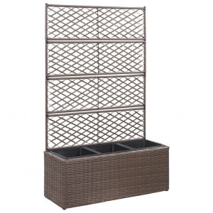 VidaXL Jardinière en treillis 3 pots 83x30x130cm Résine tressée Marron