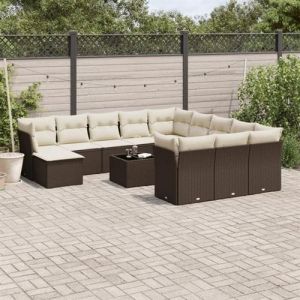 VidaXL Salon de jardin modulable rotin marron 13 pieces 12 personnes