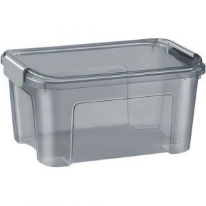 CEP Office Solutions Boîte de rangement polypropylène avec couvercle et poignées clips - 13 Litres - Gris translucide