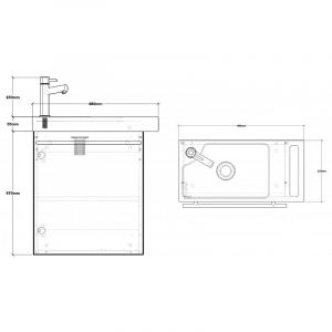Planetebain Meuble pour wc blanc avec porte serviette en c&eacute;ramique et mitigeur noir
