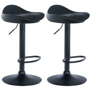 CLP Lot 2 tabourets de bar ajustables pivotants en Similicuir Noir