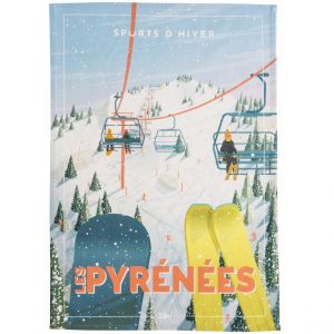 Torchon coton imprimé bleu SPORTDHIVER PYRENEES