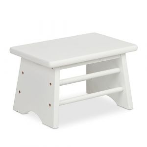 Relaxdays Tabouret, en Bambou, Charge Max. : 100 kg, Stable, Enfant, H x L x P : 20 x 33 x 21,5 cm, Salle de Bain, Blanc