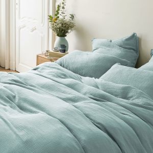 Blanc Cerise Housse de couette en gaze de coton 260x240cm Eucalyptus