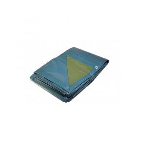 Bache Bois 10x15 m - Résistante - Etanche - Anti-UV - Bleue et verte - Oeillets