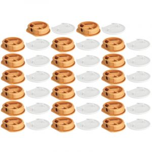 Cyclingcolors 20x Ferrure d'assemblage beige avec cache en plastique idéal caravane bateaux vans camping-cars camions aménagés Connecteur Fixation Meuble Cuisine, capuchon blanc