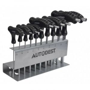 Autobest Jeu de 10 clés mâles 6 pans en T - 2 à 10 mm