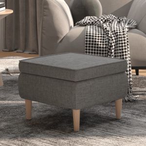VidaXL Tabouret avec pieds en bois Tissu Gris clair - Gris