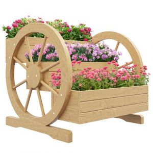 Outsunny Jardini&egrave;re sur pied carr&eacute; potager 3 &eacute;tages style rustique chic