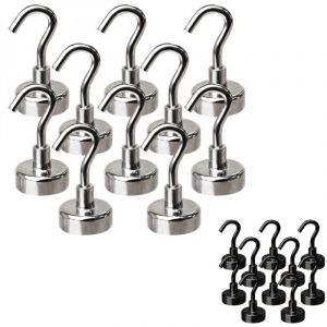 Linxor Lot de 10 crochets magn&eacute;tiques anti-rouille diam&egrave;tre 3 mm - KN20 - Chrom&eacute;