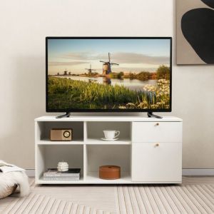 Costway Meuble Tv Pour 49" Avec 2 Tiroirs, 4 Compartiements, Meuble De Rangement Pour Salon, Chambre, 108 X 39 X 50 Cm