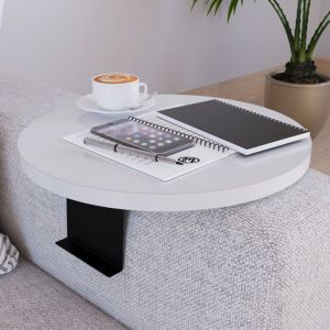 Plateau d'accoudoir de canap&eacute; Kuleskyd &oslash; 34 cm blanc [en.casa]