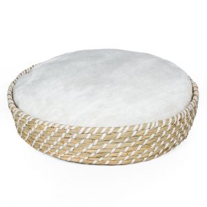 Panier pour chien et chat rond en osier et coussin Duvoplus