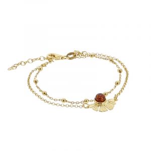Nature & Découvertes Bracelet doré double Ginkgo ambre
