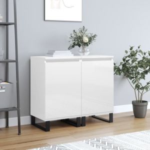 VidaXL Buffets 2 pcs blanc brillant 40x35x70 cm bois d'ingénierie