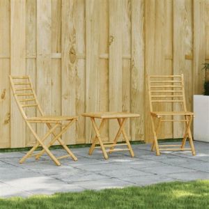 VidaXL Ensemble de bistro 3 pcs bambou, ensemble de bistro de jardin, ensemble de balcon, ensemble de meubles d'ext&eacute;rieur