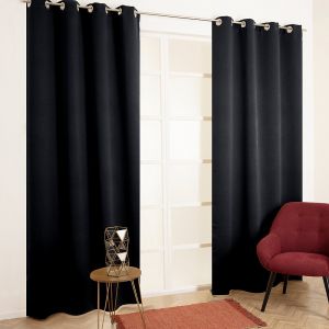 Mode de vie Rideau avec oeillets - Occultant - Noir - 140x240cm