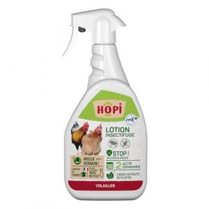 HOPI Lotion insectifuge Bassecour 500 ML - Conçue pour Les volailles (Poules, Poulets, Canards, oies, …) et Leur Environnement - Protection Anti parasitaire Tenue 1 à 2 semaines - Fabriqué en France (HOPI - La marque complice de tous les animaux de compag