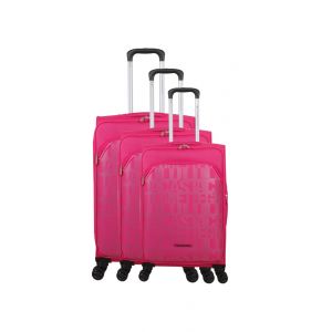 Image de Lulu Castagnette SET DE 3 VALISES - Polyester – 77cm – 4 roues – STREET – FUSCHIA