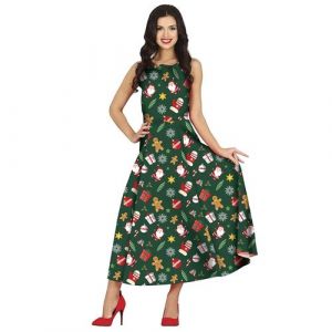 Robe longue verte à motifs Noël femme Couleur Vert Taille L (42 44)