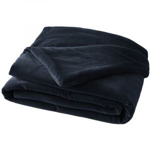 Harris - Chemin de Lit 90x200cm Velours de Coton Coloris Bleu nuit