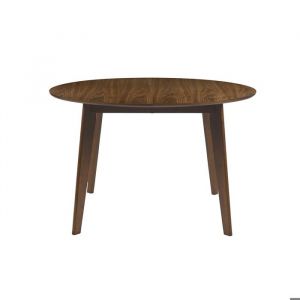 Miliboo Table &agrave; manger ronde extensible finition noyer L120-150 cm LEENA