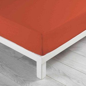Drap housse coton lavé (140 cm) Linette Terracotta