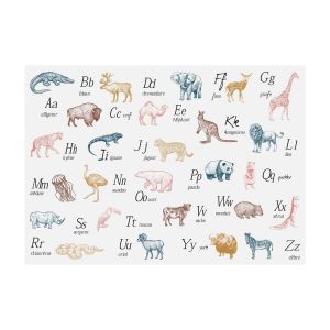 Image de Atmosphera Sticker animaux alphabet 50x70 cm - Blanc