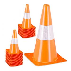 Relaxdays Cônes de travaux, lot 32, Football, Dressage Chien, plots Chantier 30 cm, Circulation, réfléchissants, Orange