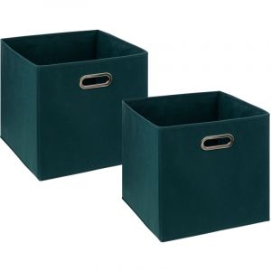 Lot de 2 Boîtes de rangement Bleu pétrole 31 x 31 cm