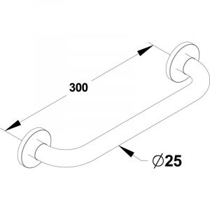 Presto Barre droite 300 mm, inox chromé (sans vis) Diamètre 25 mm - 60575
