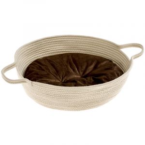 Image de Ferplast MAJA Corbeille en corde de coton pour chiens et chats. Coussin double-face inclus.. Variante MAJA - Mesures: Ø 45 x 15 cm - Beige