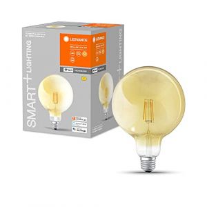 Image de Ledvance Smart Lampe Led En Or Avec 6w, 2700k, E27, 125mmx178mm, Avec La Technologie Wifi, Ampoule Dimmable Forme Globale Contrôlable Via App Et Assistant Vocal.