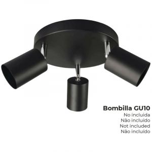 Plafonnier Noir 3 &Eacute;l&eacute;ments Gu10 Edm
