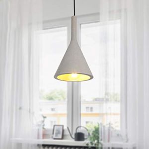 Luminaire à suspension, E27, luminaire pour séjour, salle à manger, cuisine, réglable en hauteur Béton-gris pierre, Sans ampoules - Paco Home