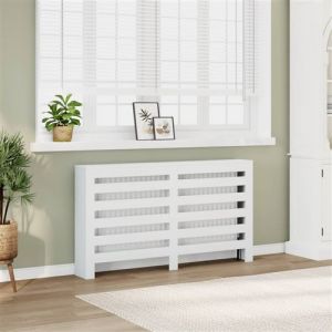 VidaXL Cache-radiateur blanc 149x20x82 cm bois d'ingénierie, bouchon de radiateur, cache-radiateur haut, radiateur à profil réduit
