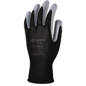 Coverguard Lot de 6 paires de gants Manutention polyester noir enduit nitrile gris Taille 8