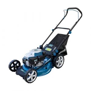Cecotec Tondeuse à Gazon à Essence Terrenator 3200.46 Total Z. Moteur de 144 CC, 2,4 KW et 3,2 CV, Corps en Acier 46 cm, Changement de Hauteur, système Z-Tech, 4 en 1 avec Mulching, Roues arrière XL