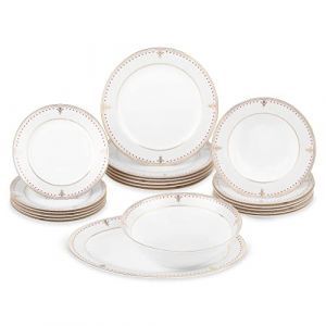 Lot de 20 vaisselle LISSIE Blanc/rouge