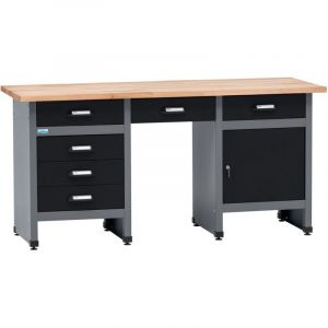 Kupper &Eacute;tabli 12579, largeur 170 cm, 6 tiroirs, 1 porte, charge maximale 300 kg, plan de travail en h&ecirc;tre massif 30 mm