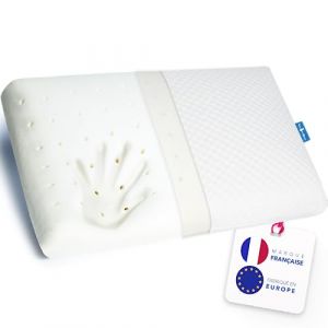 Lazy Bear Home | Oreiller Mémoire de Forme Ergonomique Orthopédique | Marque FR, Fabriqué UE| 60x40cm (Classique Mi-Ferme)