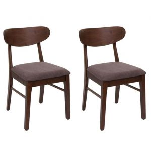 Mendler Lot de 2 chaises de salle &agrave; manger HWC-M59 chaise de cuisine tissu/textile bois massif - structure fonc&eacute;e taupe