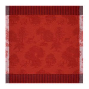 Le Jacquard Français Nappe Souveraine 100% lin Rouge - Couleur Rouge - Taille 175 x 320 cm