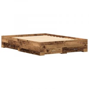 VidaXL Cadre de lit avec tiroirs avec tiroir Bois ancien 140 x 190 cm