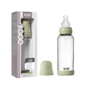 BIBS Baby Glass Bottle Silicone biberon anti-colique avec bec en silicone Sage 240 ml
