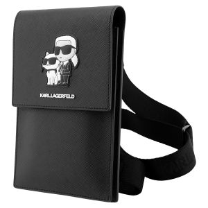Karl Lagerfeld Pochette Bandouli&egrave;re pour T&eacute;l&eacute;phone Design &Eacute;l&eacute;gant et Pratique Noir
