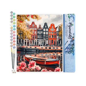 Peinture au num&eacute;ro : Vue du Canal &agrave; Amsterdam - sans chassis en bois