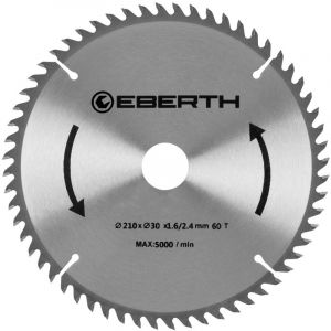 Eberth Lame de Scie Circulaire en Carbure Bois (210 x 2,4 x 30 mm, 60 dents, longue vie)